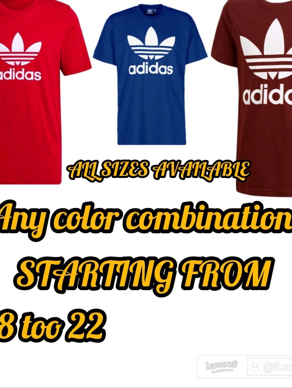 adidas Kids Short Sleeve Tee with Trefoil Logo - Red, Blue, Brown